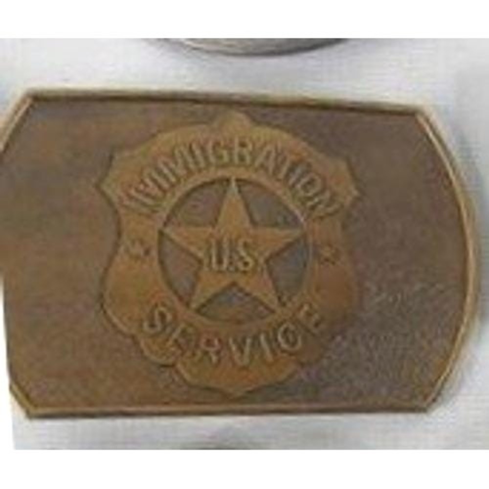 Vintage‎ US Immigration Service Belt Buckle Brass Shield Star Law Enforcement